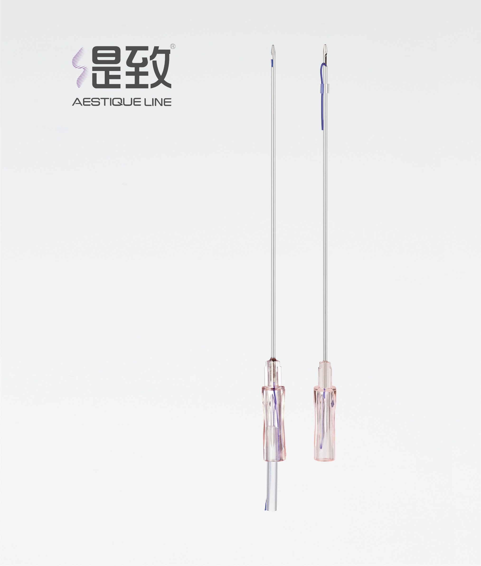 环切倒刺线  线染紫色